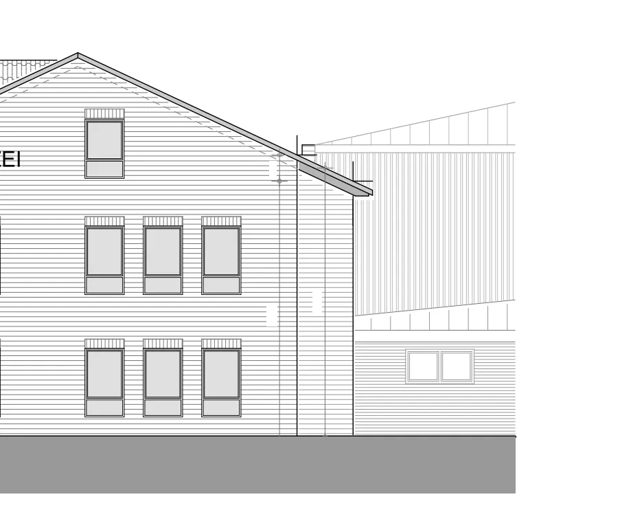 Skizze Neubau Polizeigebäude an Bestandsgebäude in Schleswig Holstein