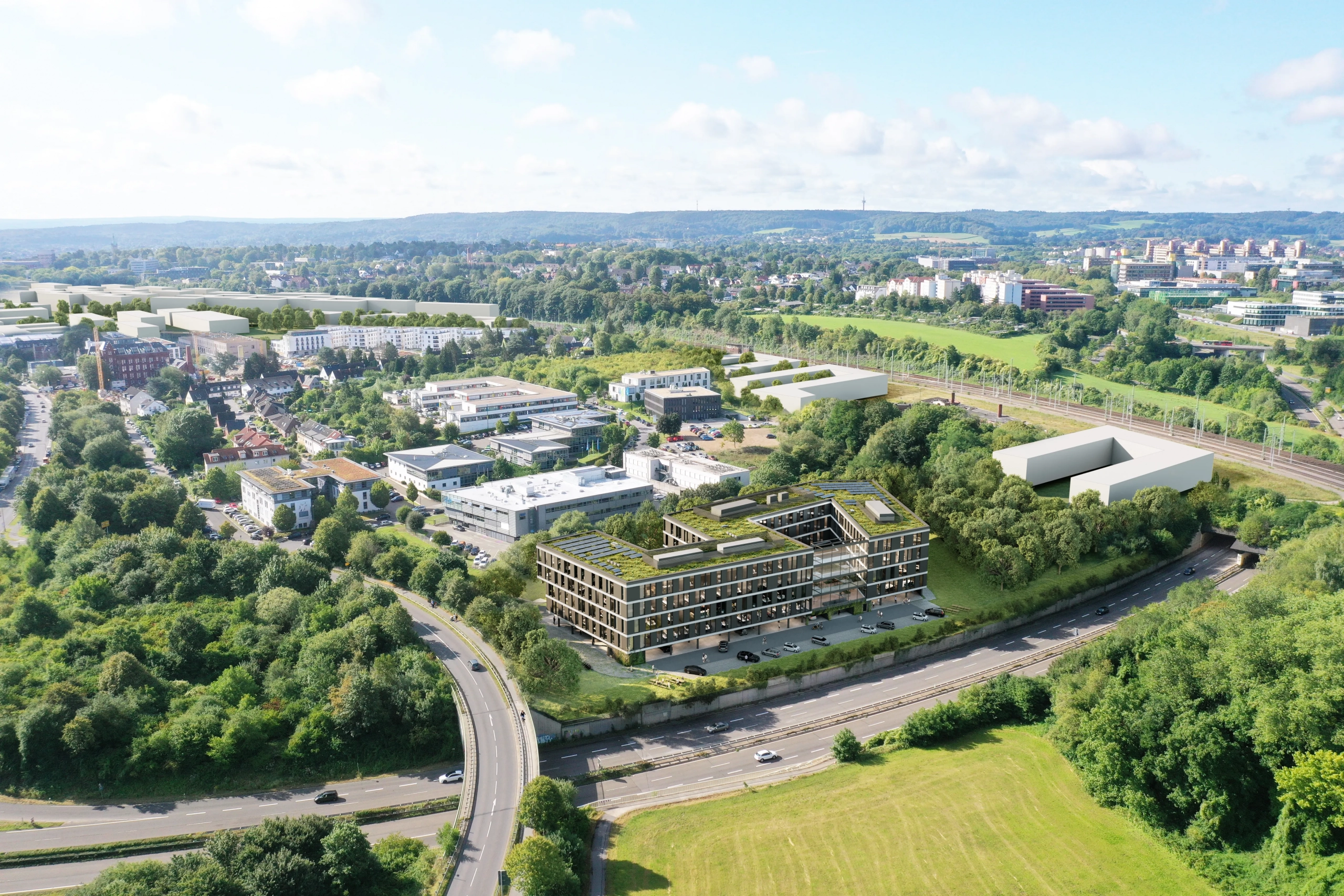 Firmengebäude in Aachen Vogelperspektive