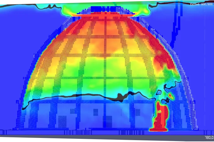 Brandsimulation Kuppel